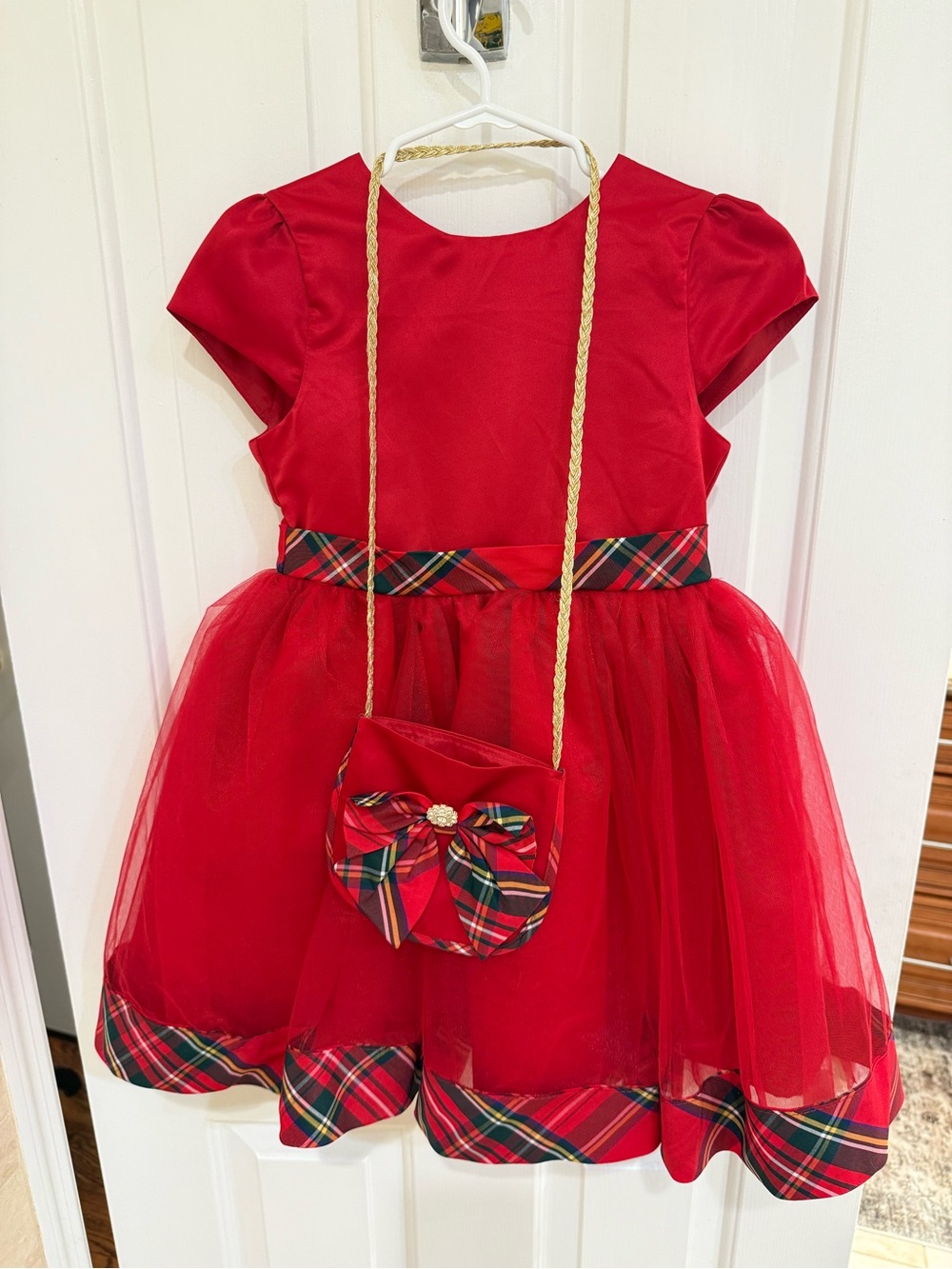 Blueberi Boulevard Girls' Christmas Holiday Plaid Dress